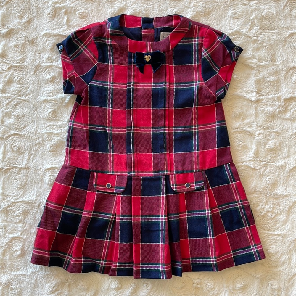 Red Plaid Pleated Dress Holidays